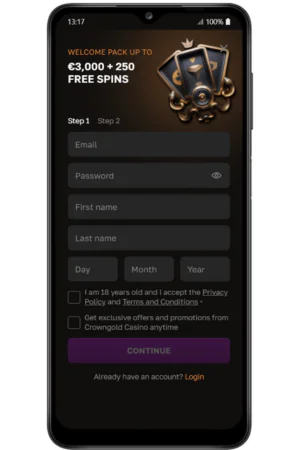 CrownGold Casino registration