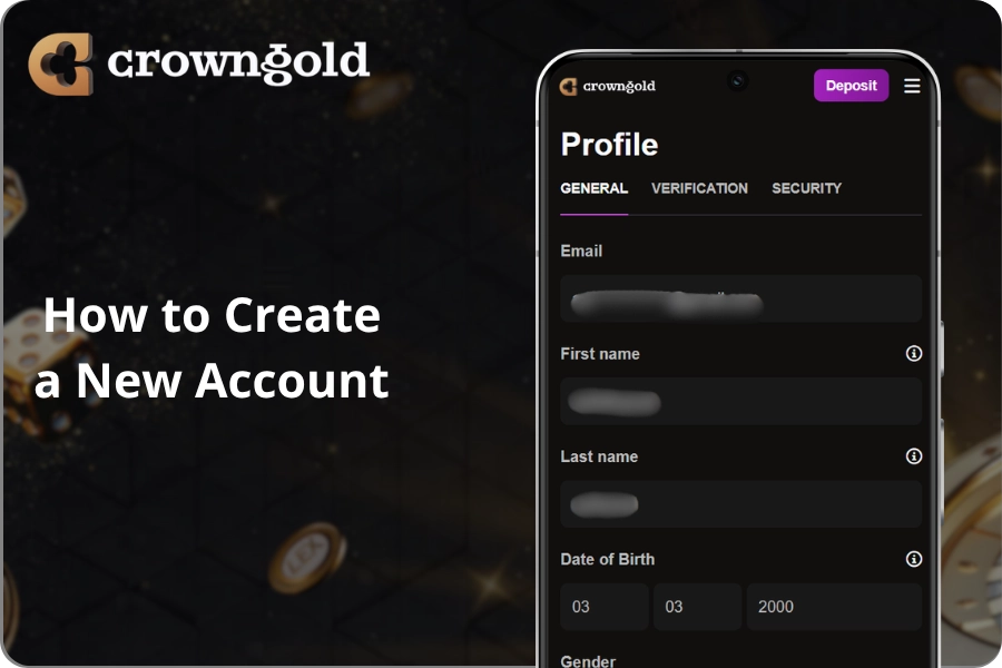CrownGold Casino How to Create a New Account
