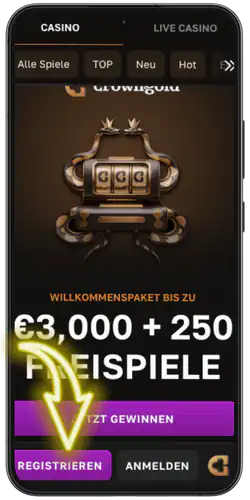 CrownGold login Loslegen