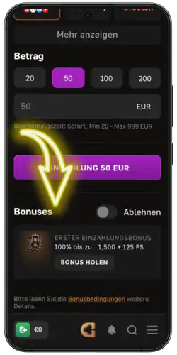 CrownGold login Promo-Code eingeben