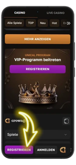 CrownGold login Registrieren